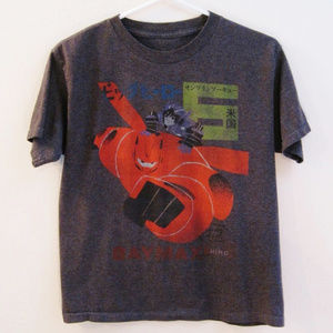 Disney Baymax-Big Hero 6-Hiro-Gray T-Shirt Boys L
